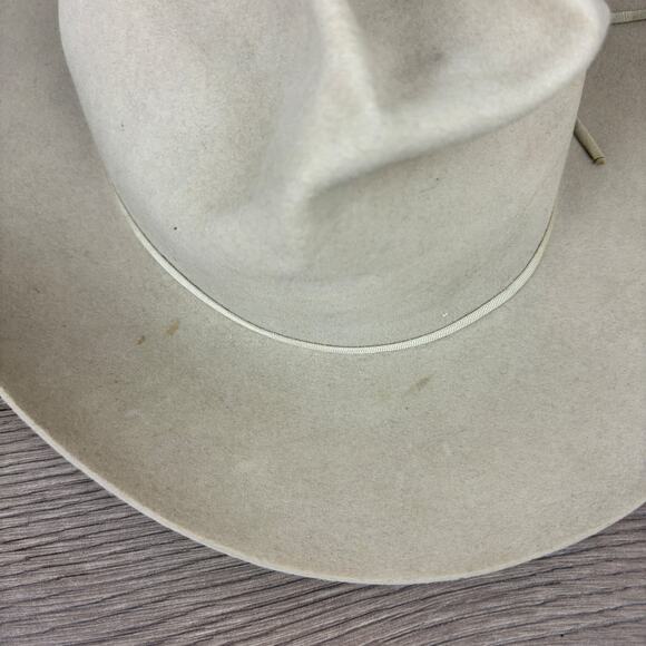 Vintage Stetson Size 6 7/8 Rancher Cowboy Western Hat Cream White - Picture 8 of 13